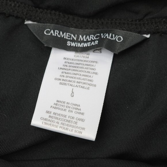 Carmen Marc Valvo Ruched Bikini Bottom Swimsuit Black Stretch Beach Pool - Picture 4 of 6